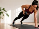 Mulher realizando circuito de braços e abdômen em treino funcional de 20 minutos em casa